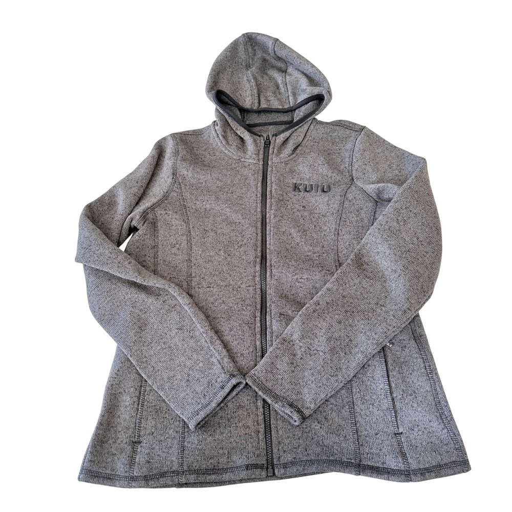 KUIU Gray Logo Basecamp Full Zip Hooded Sweater Women's Size Large